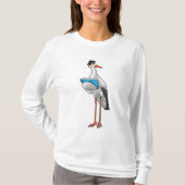 Storch als Lehrer mit Buch T-Shirt (Vorderseite)