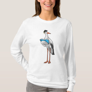 Storch als Lehrer mit Buch T-Shirt