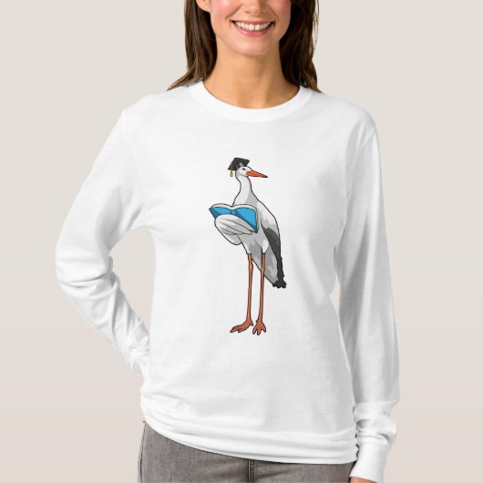 Storch als Lehrer mit Buch T-Shirt (Vorderseite)