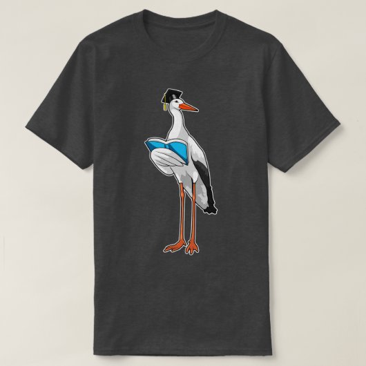 Storch als Lehrer mit Buch T-Shirt (Design vorne)