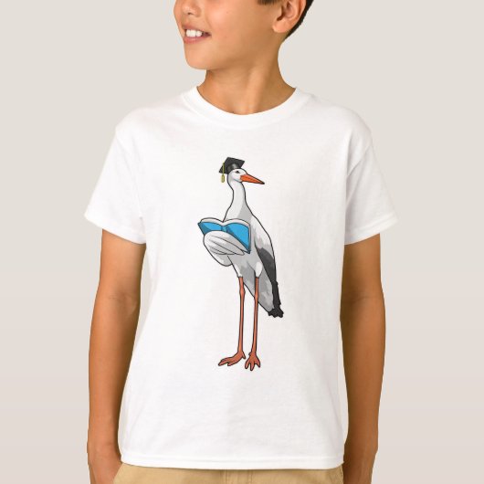 Storch als Lehrer mit Buch T-Shirt (Vorderseite)