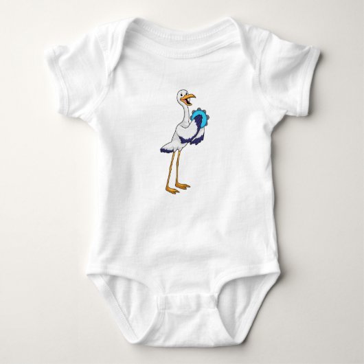Storch als Musiker mit Tambourine Baby Strampler (Vorderseite)