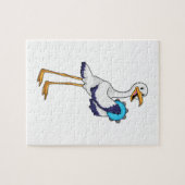 Storch als Musiker mit Tambourine Puzzle (Horizontal)