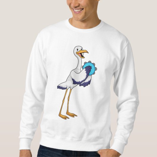 Storch als Musiker mit Tambourine Sweatshirt (Vorderseite)