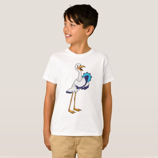 Storch als Musiker mit Tambourine T-Shirt (Vorne ganz)