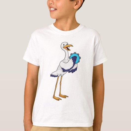 Storch als Musiker mit Tambourine T-Shirt (Vorderseite)