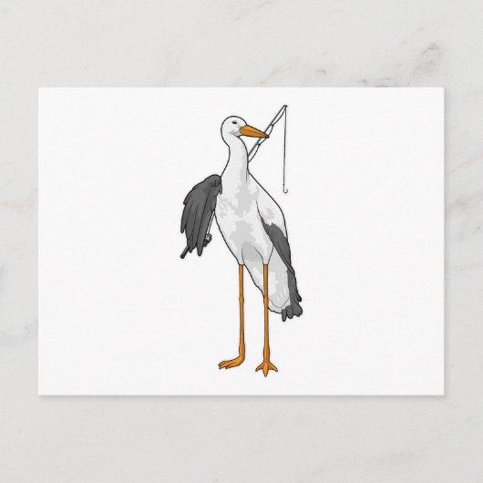 Storch Angelreuther Fischerrute Postkarte (Vorderseite)