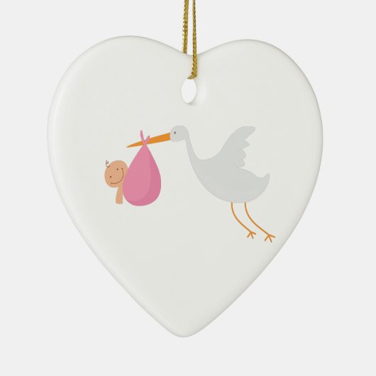 Storch-Ankunft Keramik Ornament (Rechts)