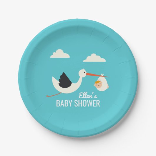 Storch-Ankunft Pappteller (Vorderseite)