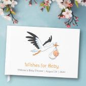 Storch auf der White Baby Dusche Gästebuch