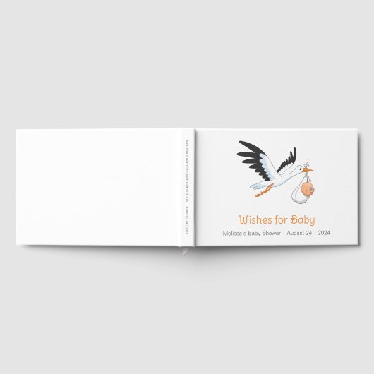 Storch auf der White Baby Dusche Gästebuch (Voll)