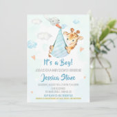 Storch Baby Dusche Einladung Giraffe Party einlade (Stehend Vorderseite)