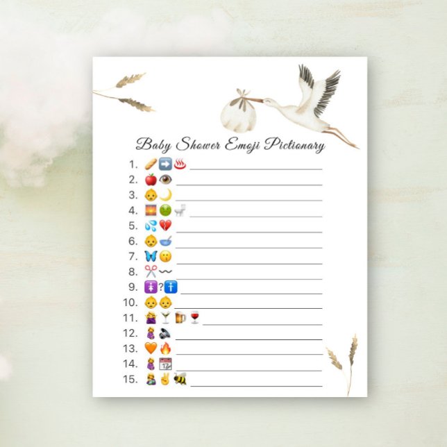 Storch Baby Dusche Emoji Pictionary Spiel (Von Creator hochgeladen)