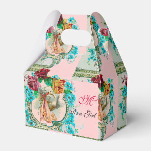 STORCH-BABY-DUSCHEN-MONOGRAMM Rosa Geschenkschachtel