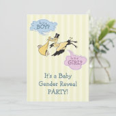 Storch-Baby-Geschlecht decken Party auf Einladung (Stehend Vorderseite)