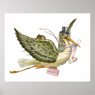 STORCH BABY MÄDCHEN SHOWER POSTER