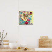 STORCH BABY MÄDCHEN SHOWER Ruby Edelstein Monogram Poster (Küche)
