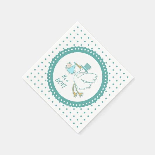 Storch, Baby, Polka-Punkte Party Napkins Serviette (Ecke)