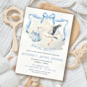 Storch Baby Shower Band Bogen Speziallieferung Einladung