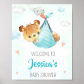 Storch Begrüßungsschild Party Boy Bär Party Poster (Vorne)