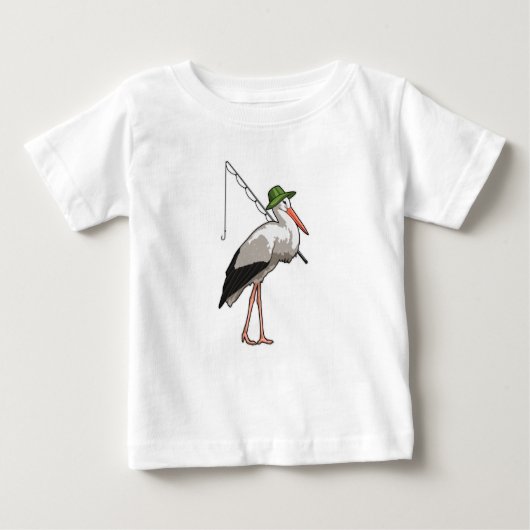 Storch beim Angeln mit Angelrute Baby T-shirt (Vorderseite)