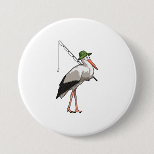 Storch beim Angeln mit Angelrute Button