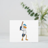 Storch beim Baseball mit Baseballschläger Postkarte (Stehend Vorderseite)