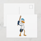 Storch beim Baseball mit Baseballschläger Postkarte (Vorne/Hinten)