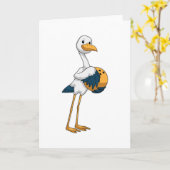 Storch beim Bowling mit Bowlingkugel Karte (Gelbe Blume)
