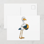 Storch beim Bowling mit Bowlingkugel Postkarte (Vorne/Hinten)