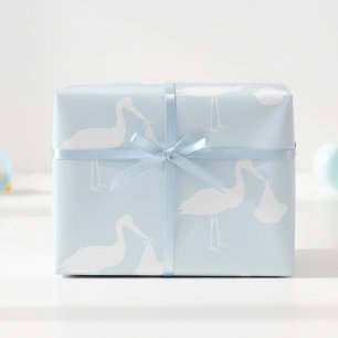 Storch Blau Baby Shower Geschenkpapier