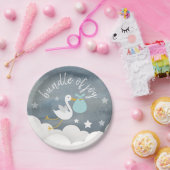 Storch-blaues Bündel spielt Aquarell-Babyparty die Pappteller (Party)