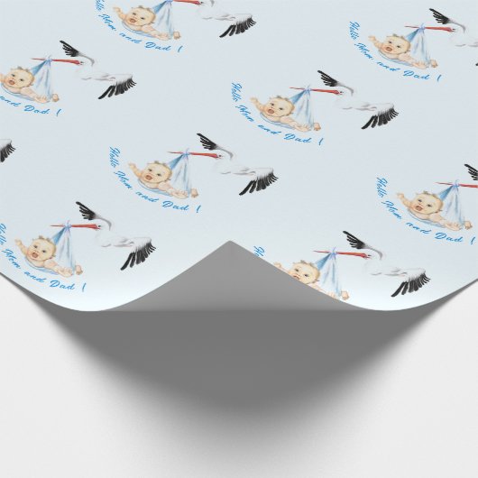 Storch Carry Baby Dusche Funny Wrapping Papier Geschenkpapier (Ecke)