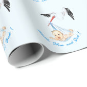 Storch Carry Baby Dusche Funny Wrapping Papier Geschenkpapier (Rolleneckpunkt)