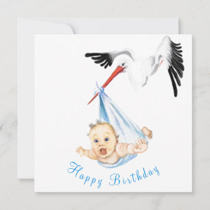 Storch Carry Baby Funny Birthday Card