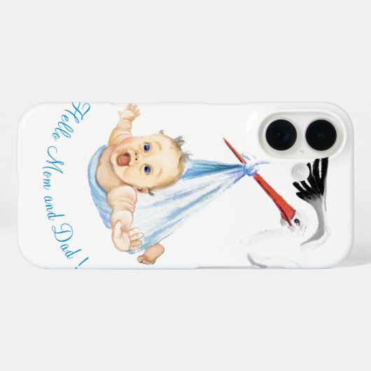 Storch Carry Baby iPhone Case - Benutzerdefinierte (Rückseite (Horizontal))