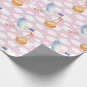 Storch Delivery Baby Girl Wrapping Paper Niedlich Geschenkpapier (Ecke)