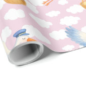 Storch Delivery Baby Girl Wrapping Paper Niedlich Geschenkpapier (Rolleneckpunkt)