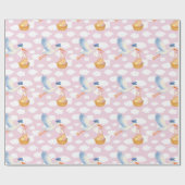 Storch Delivery Baby Girl Wrapping Paper Niedlich Geschenkpapier (Flach)