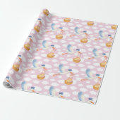 Storch Delivery Baby Girl Wrapping Paper Niedlich Geschenkpapier (Ungerollt)