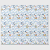 Storch Delivery Baby Wrapping Paper - Niedlich Blu Geschenkpapier (Flach)