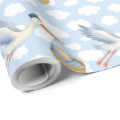 Storch Delivery Baby Wrapping Paper - Niedlich Blu Geschenkpapier (Rolleneckpunkt)
