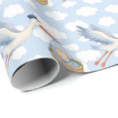 Storch Delivery Baby Wrapping Paper - Niedlich Blu Geschenkpapier (Rolleneckpunkt)