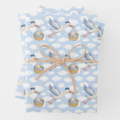 Storch Delivery Baby Wrapping Paper - Niedlich Blu Geschenkpapier Set (Beispiel)