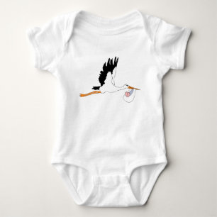 Storch, der Baby liefert Strampler