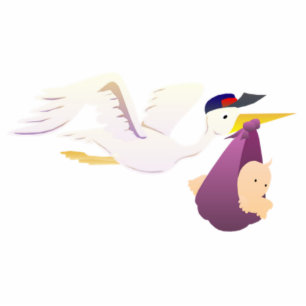 Storch, der ein Baby liefert Freistehende Fotoskulptur