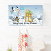 Storch, der im Winter Baby an Zuhause liefert Banner (Insitu)