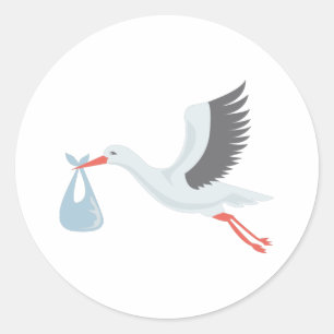 Storch der Lieferung Runder Aufkleber