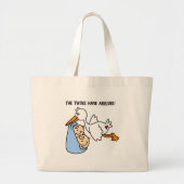 Storch-Doppelankunft Jumbo Stoffbeutel (Vorne)