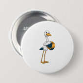 Storch im Bowling mit Bowlingball Button (Vorne & Hinten)